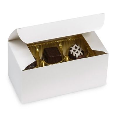 1 Pc Candy Boxes - 1/2 lb White Gloss Candy Box 5-1/2x2-3/4x1-3/4" - (2 Packs; 100 Per Pack) - Wraps-CBW1