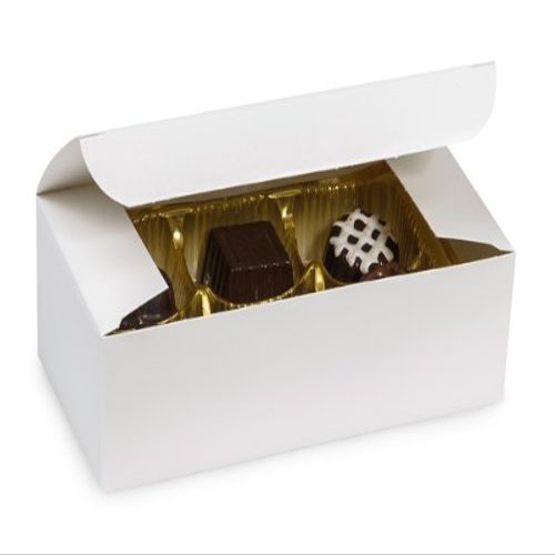1 Pc Candy Boxes - 1/2 lb White Gloss Candy Box 5-1/2x2-3/4x1-3/4" - (2 Packs; 100 Per Pack) - Wraps-CBW1