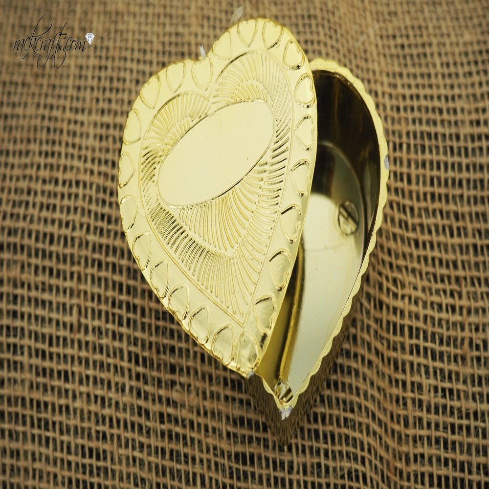 rackcrafts.com Plastic Heart Box Party Favor Gold Silver Clear Wedding Anniversary Sweet Love (Metallic Gold)