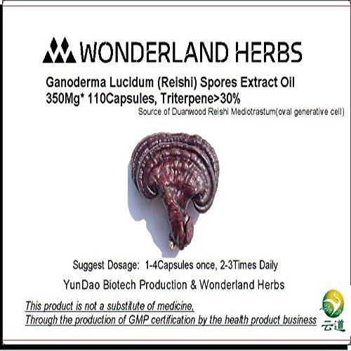 WonderLand Herbs Duan-Wood LINGZHI/Ganoderma Lucidum/Reishi Spore Extract Oil, 350mg, 110 Softgels (1pouch (110 softgels))