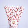 100 pcs Red Watermelon Paper Straws, Fun Cute Picnic Fruit Print Patterned Beverage Party Paper Drinking Straws Bulk, Kids Birthday Wedding Colored Cake Pop Sticks view 1