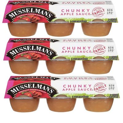 Musselman's Chunky Apple Sauce (Pack of 3) 6 - 4 oz Cups per Pack (18 Cups Total)