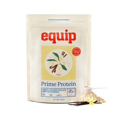 Equip Foods Prime Protein Powder | Clean, Grass Fed Beef Protein Powder | Carnivore Protein Isolate | Paleo, Keto Friendly | Gluten & Dairy Free | Helps Build & Repair Tissue | 30 Servings, Vanilla