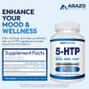5-HTP 200 MG Per Serving Plus Calcium for Mood, Sleep  Supports Calm and Relaxed Mood  99% High Purity  120 Capsules  Arazo Nutrition view 2