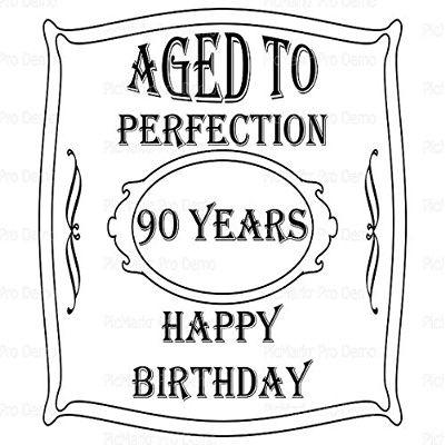 1/4 Sheet - Aged To Perfection 90th Birthday - Edible Cake/Cupcake Party Topper - D21908