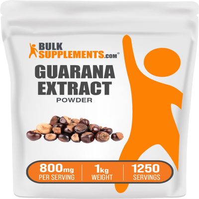 BulkSupplements.com Guarana Extract Powder - Natural Caffeine Supplement, from Guarana Seed, Guarana Powder - Gluten Free, 800mg per Serving, 5kg (11 lbs) (Pack of 5)