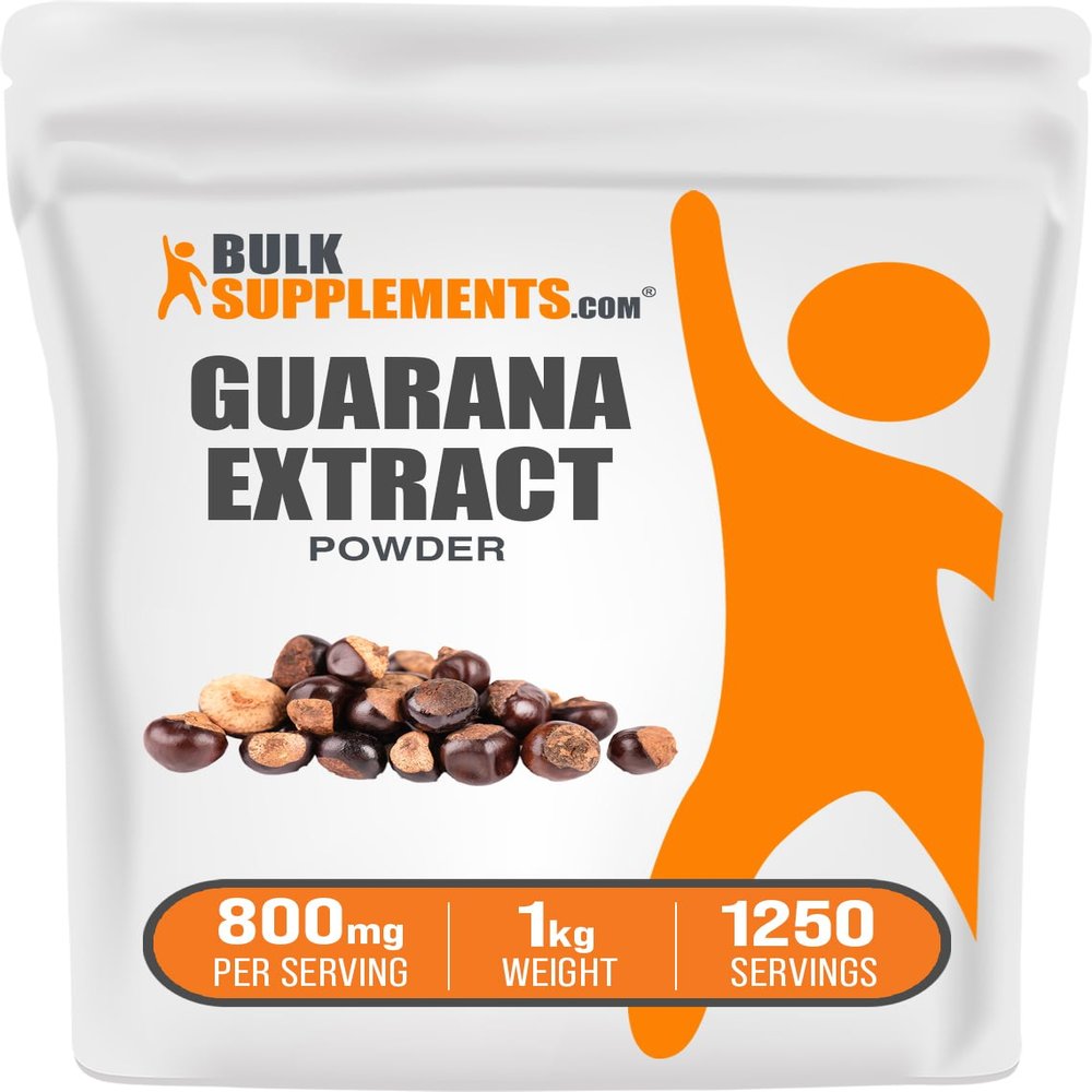 BulkSupplements.com Guarana Extract Powder - Natural Caffeine Supplement, from Guarana Seed, Guarana Powder - Gluten Free, 800mg per Serving, 5kg (11 lbs) (Pack of 5)