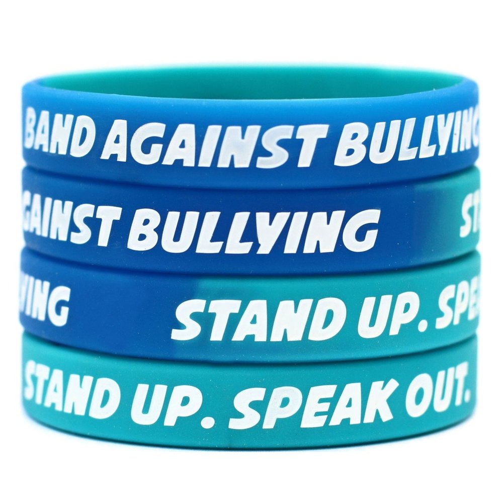 SayitBands 70 Adult 30 Youth Anti Bullying Wristbands - Debossed Color Filled Silicone Bands