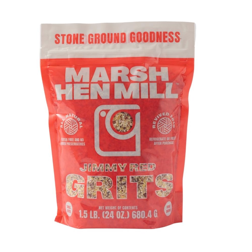 Marsh Hen Mill Jimmy Red Grits Pure, Gluten Free Old Fashioned Stone Ground Grits | No Preservatives | Natural Authentic Southern Heirloom Corn Grit with Hearty, Fruity, Nutty Flavor | 24 Oz Pack