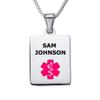 Divoti Deep Custom Laser Engraved Stainless Steel Medical Alert Necklace for Women, Sleek Tag Medical ID Necklace, Medical Pendant Tag w/Free Engraving -24/28" Snake Chain -Vivid Red view 1