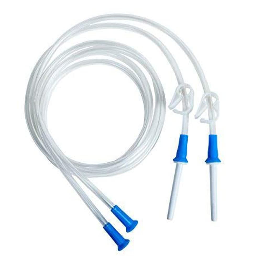 HealthAndYoga Replacement Enema Tubing  Super Economical, Hygienic, Medical Grade PVC - 1.5 Meter with Hose Clamp and Nozzle  Enema Supplies Compatible with most Bucket Bag Kits (2 Set)