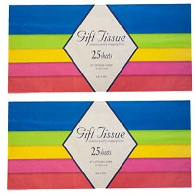 2 Pack - Gift Wrap Bag Tissue Paper Multi Color 25 Sheets 20 x 20 Inch (Total 50 Sheets) Made in USA
