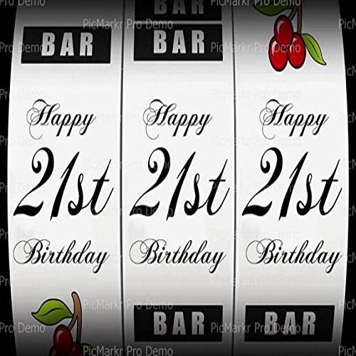 1/4 Sheet - 21st Birthday Casino Slot Machine - Edible Cake/Cupcake Party Topper - D21863