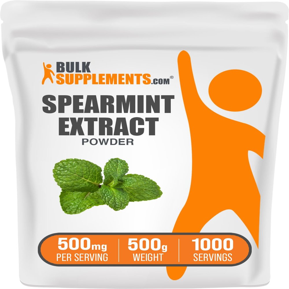 BulkSupplements.com Spearmint Extract Powder - Food-Grade Spearmint Powder, Herbal Supplement - Vegan & Gluten Free, 500mg per Serving, 500g (1.1 lbs) (Pack of 1)