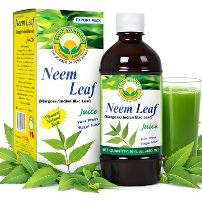 BASIC AYURVEDA Neem Leaf Juice | 16.23 Fl Oz (480ml) | Natural Bitter Herbal Detox Drink | Supports Skin Health, Immunity & Hair Wellness | No Added Sugar | Pure Neem Extract