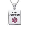 Divoti Deep Custom Laser Engraved Stainless Steel Medical Alert Necklace for Women, Sleek Tag Medical ID Necklace, Medical Pendant Tag w/Free Engraving -24" Rope Chain -TP Magenta view 1