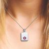 Divoti Deep Custom Laser Engraved Stainless Steel Medical Alert Necklace for Women, Sleek Tag Medical ID Necklace, Medical Pendant Tag w/Free Engraving -24" Rope Chain -TP Magenta view 2