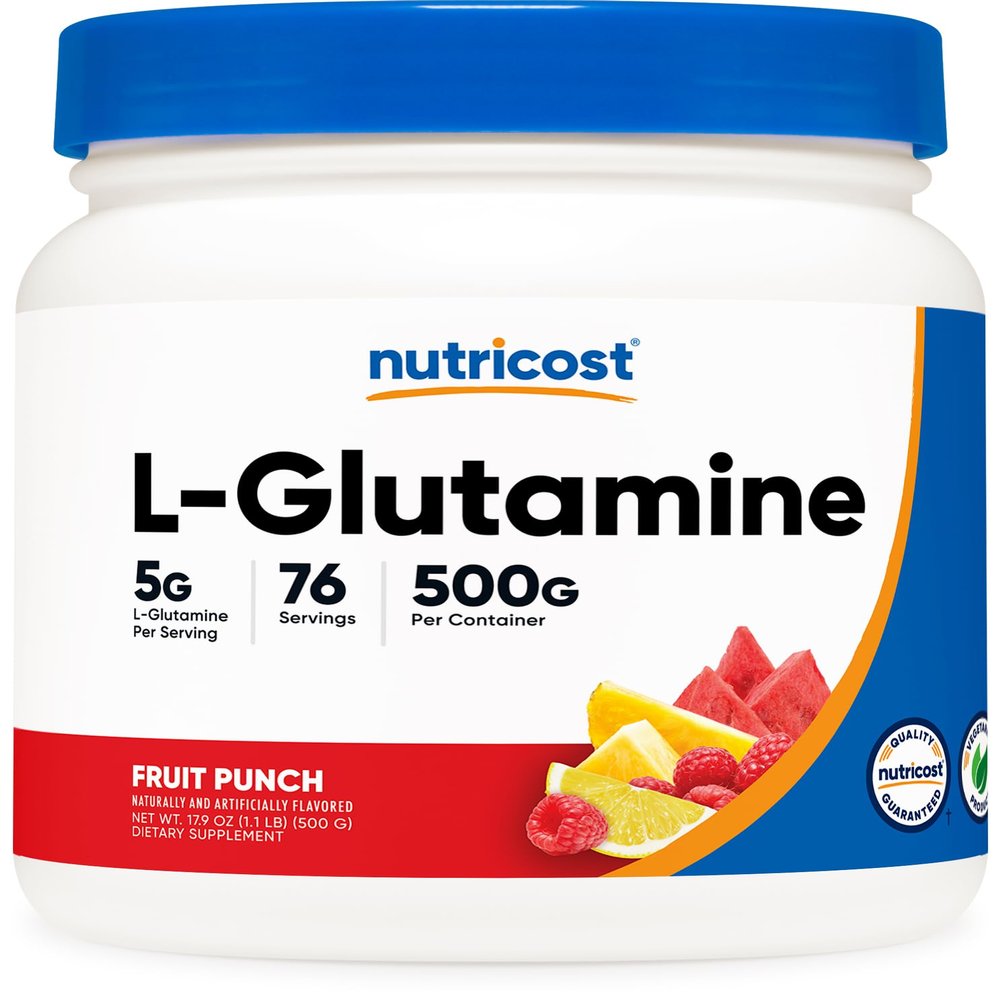Nutricost L-Glutamine Powder 500 Grams (Fruit Punch) - (76 Servings per Bottle)