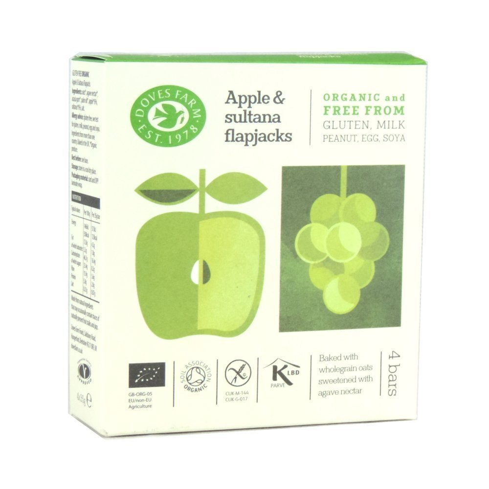 Doves Farm GF Apple & Sultana Organic Flapjacks 4 x 35g - (Pack of 4)