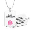 Divoti Custom Engraved Stainless Steel Medical Alert ID Necklace | Personalized Lobster Clasp with Snake chain | Stylish, Durable & Heavy Duty Construction | Comfortable Fit for Daily Wear  24/Pink view 1