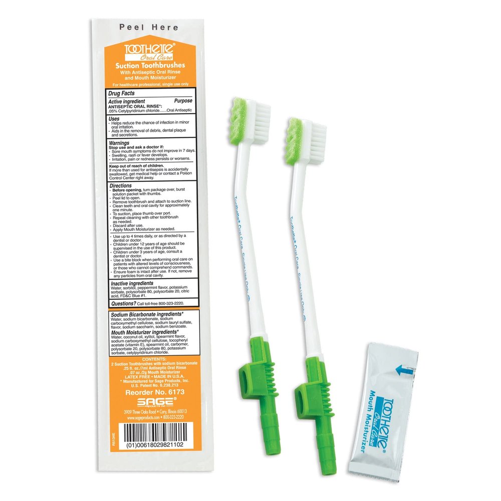 Sage Toothette Suction Toothbrush Kit with 6173, 100 Ct