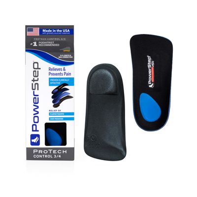 PowerStep ProTech Control 3/4 Orthotic Inserts - Medical Grade Orthotics For Overpronation, Plantar Fasciitis & Arch Pain - Moderate Cushioning - Premium Foam Heel - Made in the USA (M 7-8.5 W 9-10.5)