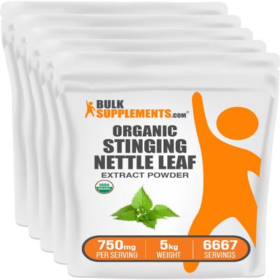 BulkSupplements.com Organic Stinging Nettle Extract Powder - Nettle Leaf Extract, Herbal Supplement - Vegan & Gluten Free, 750mg per Serving, 1kg (2.2 lbs) (Pack of 5)