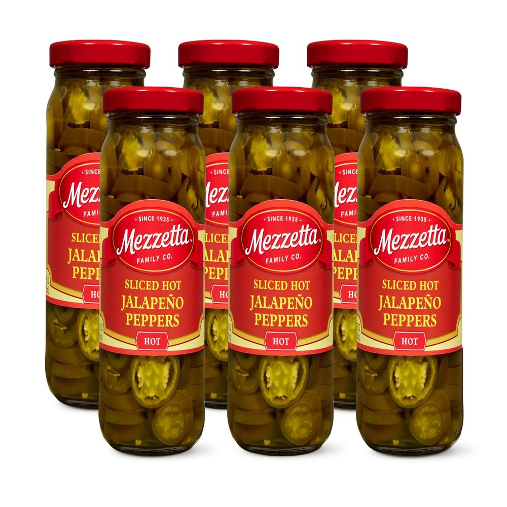 Mezzetta Sliced Hot Jalapeno Peppers| Gluten Free, Kosher, Keto | 16 Fluid Ounce Jar (Pack of 6)