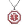 Divoti Deep Custom Laser Engraved Stainless Steel Medical Alert Necklace for Women, Premier Octagon Tag Medical ID Necklace, Medical Pendant Tag w/Free Engraving- 24 in Rope Chain -TP Red view 1