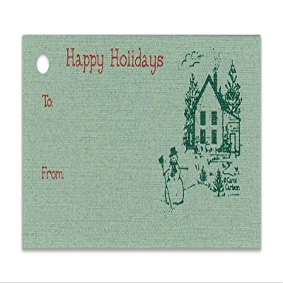 (15 Tags) Northwoods Holiday SAGE Gift Tags & Strings. Happy Holidays. to: from: Hang Tags