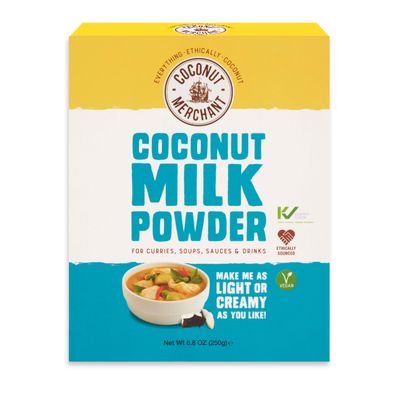 Coconut Merchant Coconut Milk Powder 250g Vegan Milk Powder Alternative for Curries, Soups, Sauces, Smoothies and Drinks | Vegan| Ethically Sourced| Versatile, Drink It, Add it, Stir it|
