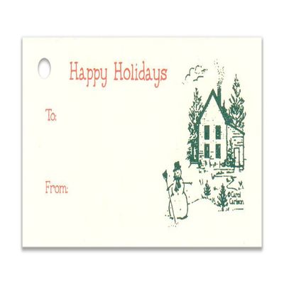 (15 Tags) Northwoods holiday ivory gift tags & strings. Happy holidays. To: From: gift tags