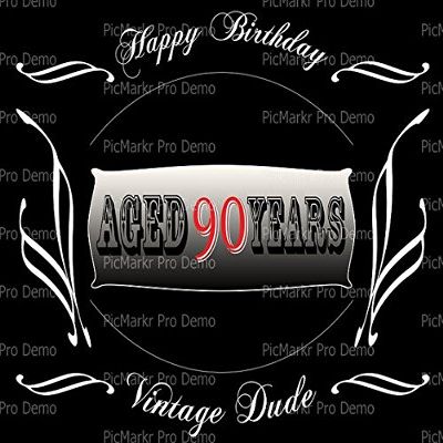 1/4 Sheet - Aged 90 Years Birthday - Edible Cake/Cupcake Party Topper - D21888