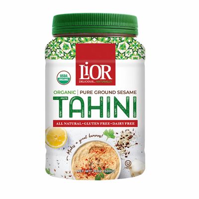LiOR Organic Tahini Paste, Pure Stone Ground Sesame Seed Butter - USDA Organic Single-Ingredient Ethiopian Sesame - Creamy Tahini Sauce for Hummus and Dubai Chocolate - Kosher Vegan, 16 oz