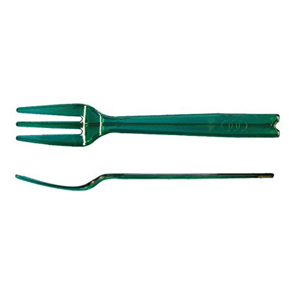 Daikokuro Industries 3771310 Mini Fork, 100, Approx. 3.9 inches (10 cm), Clear Green, Commercial Use, Disposable, 5 Rows, 1000 Pieces (Package of 100)