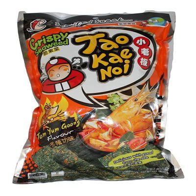 Taokaenoi Crispy Seaweed Tom Yum Spicy Flavor, 1.27oz 36g. each (3 Packs)