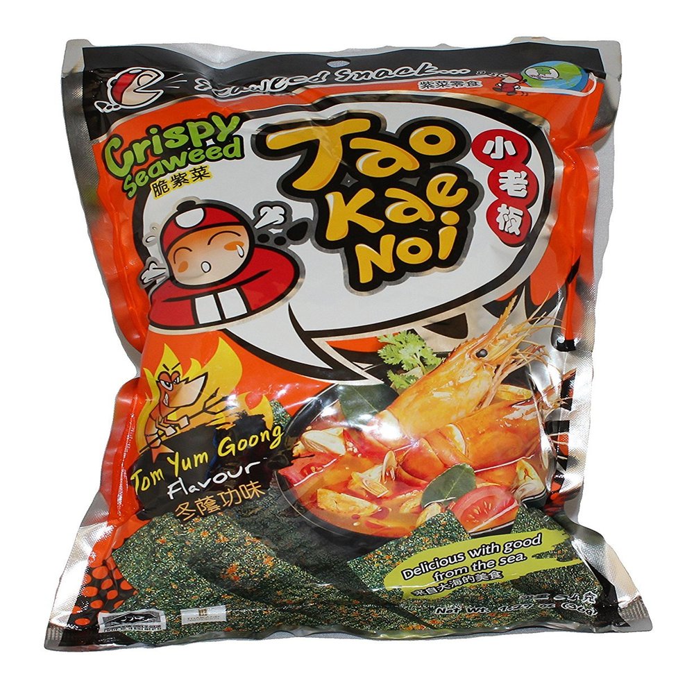 Taokaenoi Crispy Seaweed Tom Yum Spicy Flavor, 1.27oz 36g. each (3 Packs)