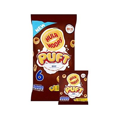 Hula Hoops Puft Beef 15g x 6 per pack - (Pack of 4)