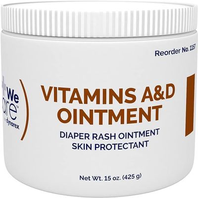 Dynarex Vitamins A & D Ointment, Ointment with Vitamin A and Vitamin D Skin Protectant, for Diaper Rash and Discomfort, White, 2  15 oz Jars of Dynarex Vitamins A & D Ointment