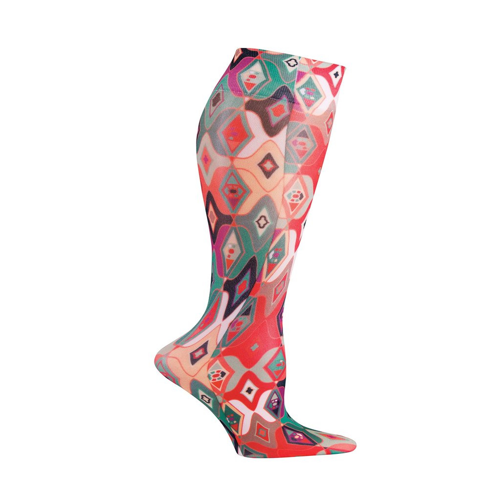 Celeste Stein Therapeutic Graduated Women Compression Socks, Abstract Argyle, Diabetic Socks For Womens & Nurses Travel, For Swelling & Improve Circulation In Legs, For 8-15 mmHg Regular Calf