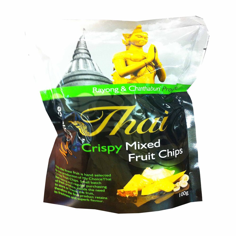 3 Packs of Crispy Mixed Fruit Chips, delicious Fruit Snack From My Choice Thai Brand, 4 or 5 Strar Otop Rating Approved. (100 G/ Pack)