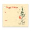 (15 Tags) Birdhouse Christmas TAN Gift Tags & Strings. Happy Holidays. to: from: Hang Tags view 1