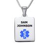 Divoti Deep Custom Laser Engraved Stainless Steel Medical Alert Necklace for Women, Sleek Tag Medical ID Necklace, Medical Pendant Tag w/Free Engraving -24/28" Snake Chain -Light BLue view 1