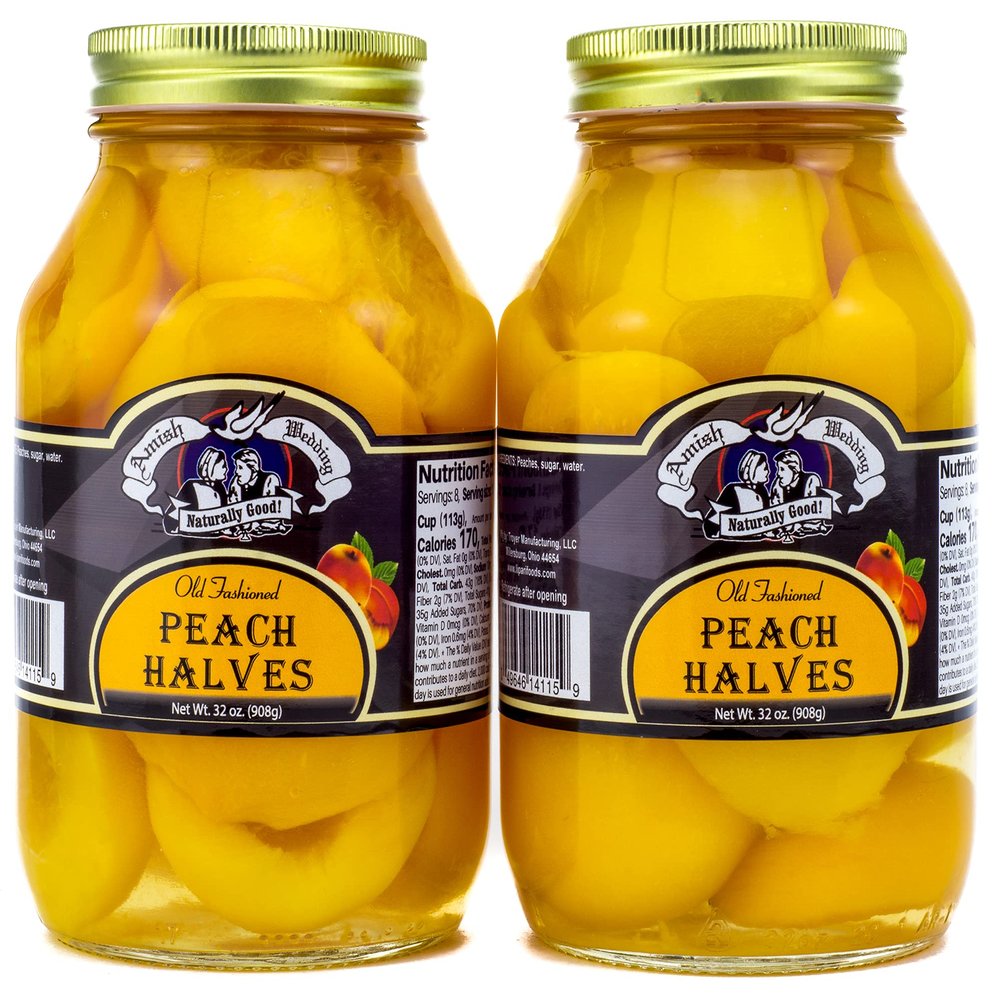 Amish Wedding Foods Old Fashioned Peach Halves 2 - 32 oz Jars