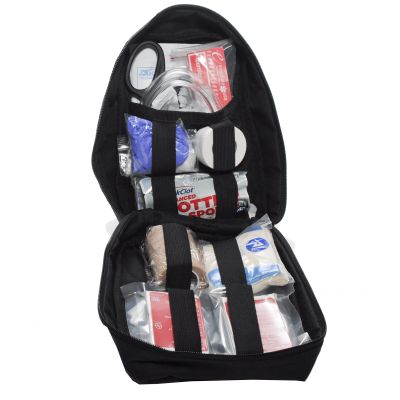 MFASCO Molle Individual First Aid Kit (IFAK)- Compact Emergency Medical Bag with Tourniquet, Trauma Supplies for Camping, Hiking, Car, Boat - Black Molle Case, Large 41 Pcs, 9 x 6.5 x 3 Inches