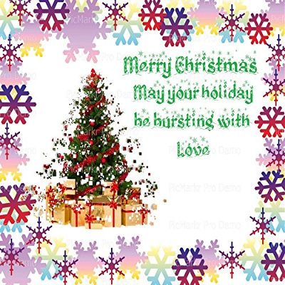 1/4 Sheet - Happy Holidays Merry Christmas Tree - Edible Cake/Cupcake Party Topper - D21801