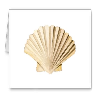 DJ Rogers Fine Art Scallop Seashell - Set of 10 Watercolor Note Cards With Envelopes
