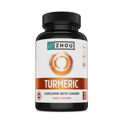 Zhou Turmeric Curcumin with Ginger - Turmeric and Ginger Supplement for Women and Men, Curcuminoids with Black Pepper Extract for Digestion and Digestive Health - 90 Veggie Capsules