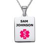 Divoti Deep Custom Laser Engraved Stainless Steel Medical Alert Necklace for Women, Sleek Tag Medical ID Necklace, Medical Pendant Tag w/Free Engraving -24" Rope Chain -Vivid Red view 1