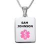 Divoti Deep Custom Laser Engraved Stainless Steel Medical Alert Necklace for Women, Sleek Tag Medical ID Necklace, Medical Pendant Tag w/Free Engraving -24/28" Snake Chain -Pink view 1